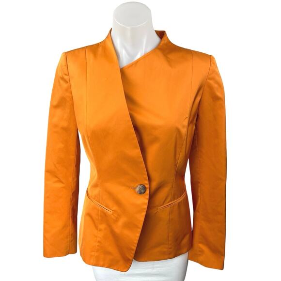 Lafayette 148 Women's Orange Long Sleeve One Button Wrap Blazer Coat Jacket Sz 2 - Picture 1 of 5